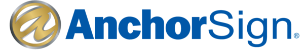 AnchorSign logo: blue wordmark with a gold circular emblem to the left.